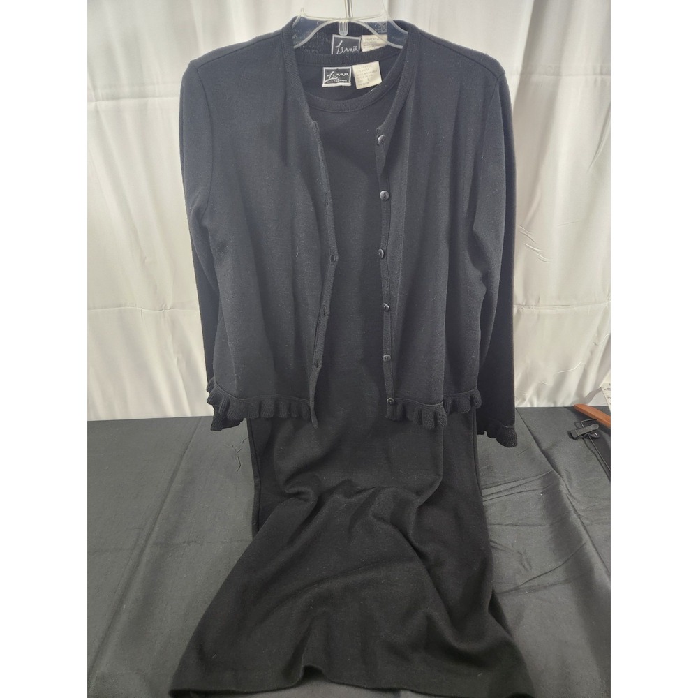 Lennie for Nina Leonard Black L Sweater Dress w/ Matching L Sweater Wool Blend